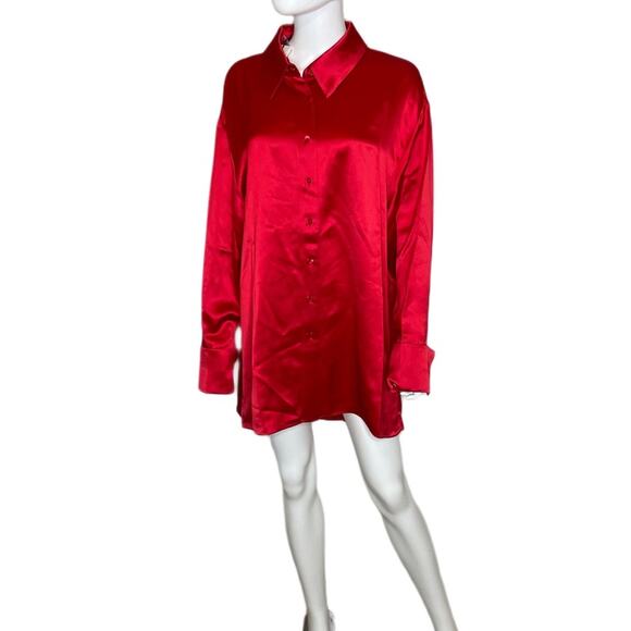 Retrofete Women’s Kit Shirt in Red Button Front Long Sleeve Sz XL - Picture 2 of 13